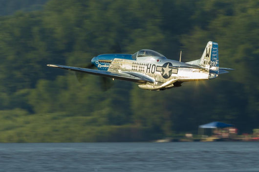 P-51 Mustang Flies Over Water Wall Decal