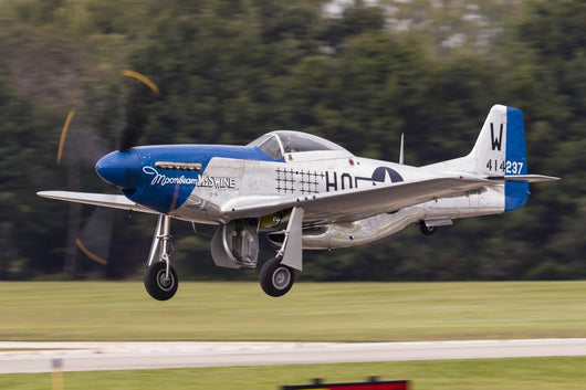 Blue P-51 Mustang Takes off Left Profile Wall Decal