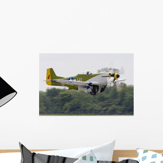 Green P-51 Mustang Takes off Right Side Wall Decal