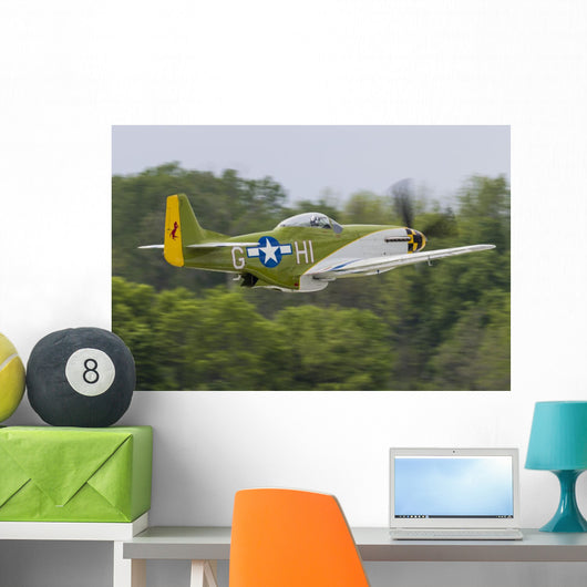 Green P-51 Mustang Takes off Wall Decal