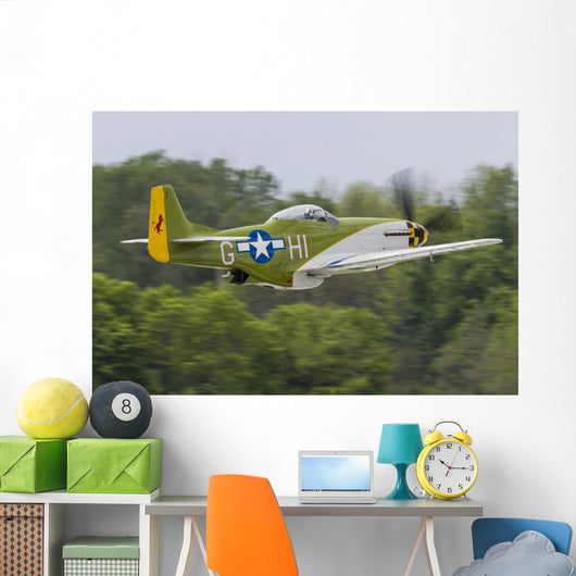 Green P-51 Mustang Takes off Wall Decal
