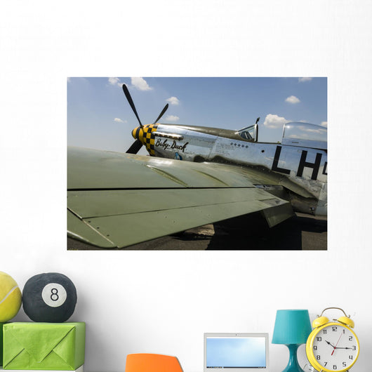 P-51 Mustang Parked Ramp Left Wing Wall Decal