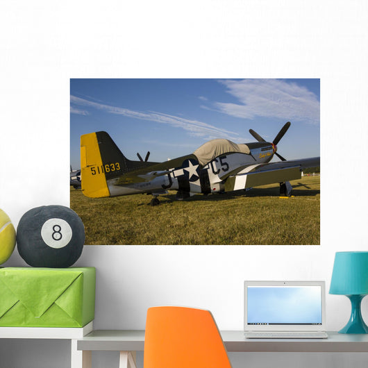 P-51 Mustang Parked Eaa with Tarp Wall Decal
