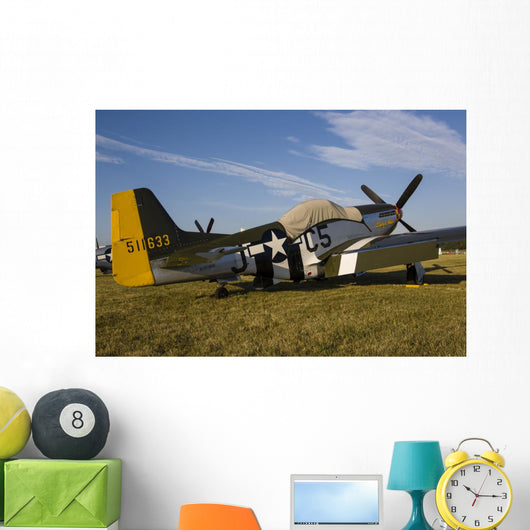 P-51 Mustang Parked Eaa with Tarp Wall Decal