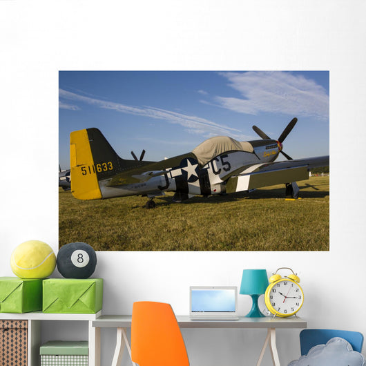 P-51 Mustang Parked Eaa with Tarp Wall Decal