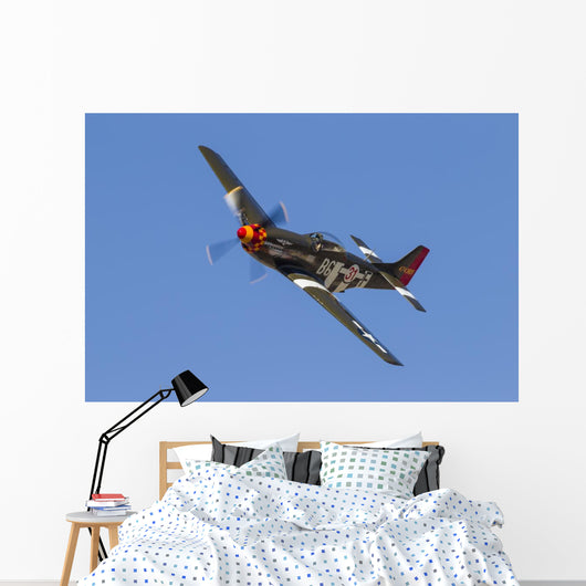 P-51 Mustang Flies Stead In-Flight Wall Decal