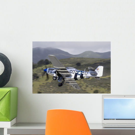 Blue P-51 Mustang Takes off Wall Decal