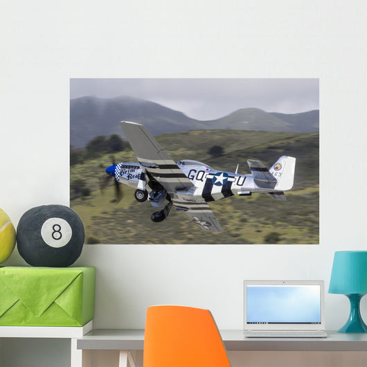 Blue P-51 Mustang Takes off Wall Decal