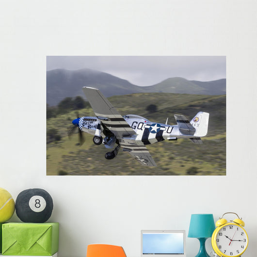 Blue P-51 Mustang Takes off Wall Decal