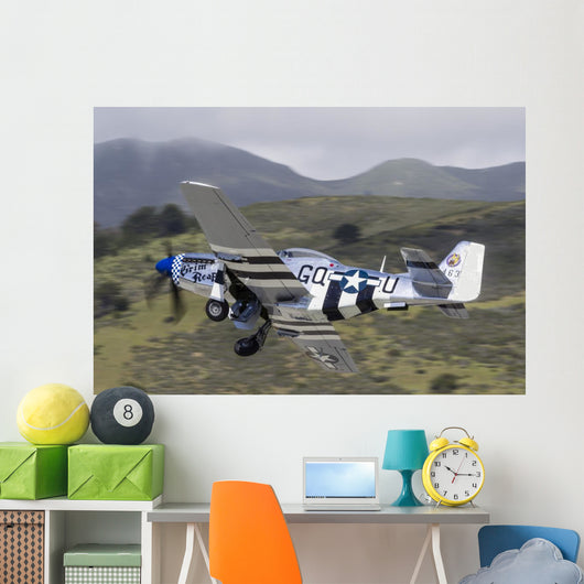 Blue P-51 Mustang Takes off Wall Decal