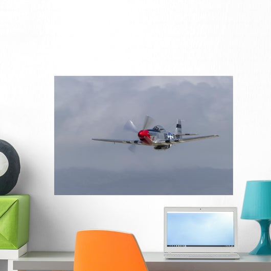 P-51 Mustang Flies Half Wall Decal