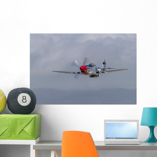 P-51 Mustang Flies Half Wall Decal