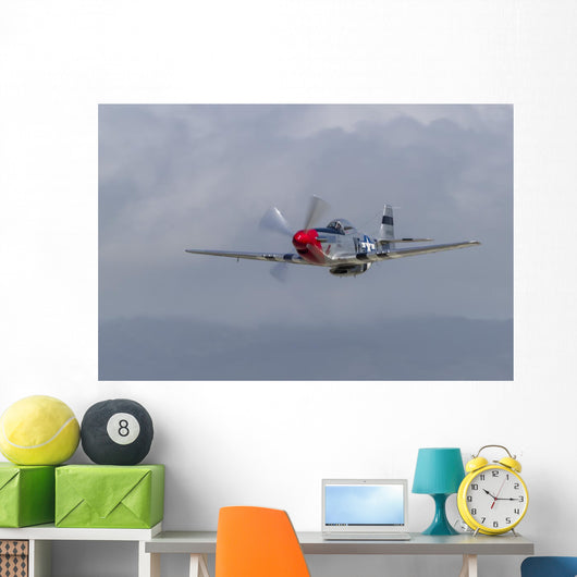 P-51 Mustang Flies Half Wall Decal