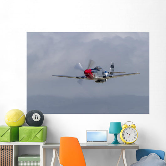 P-51 Mustang Flies Half Wall Decal