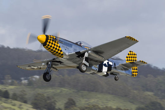 Yellow Checkerboard P-51 Mustang Takes off Wall Decal