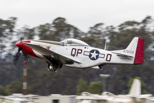 Red P-51 Mustang Takes off Wall Decal