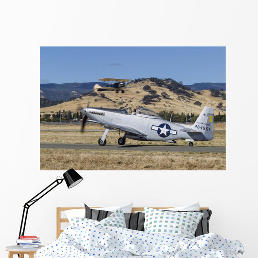 P-51 Mustang Taxiing Vacaville Grounded Wall Decal