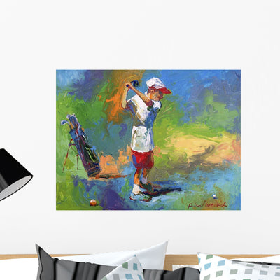 Kid Golf Wall Mural shown on a wall