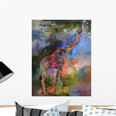 Giraffe Wall Mural shown on a wall