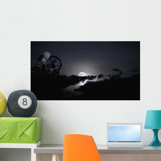 Telescope Pointed out to Wall Decal