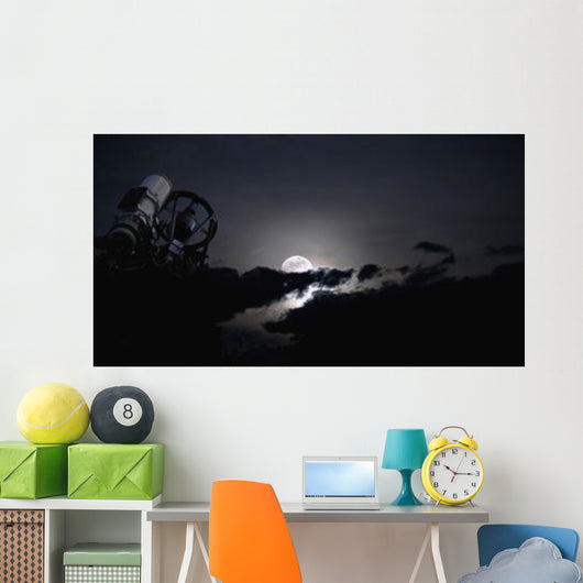 Telescope Pointed out to Wall Decal