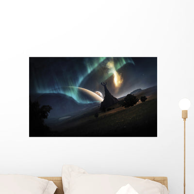 Aurora Borealis Imaginative Earth-like Wall Decal shown on a wall