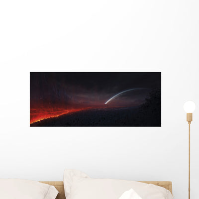 Volcanic Eruption within City Wall Decal shown on a wall