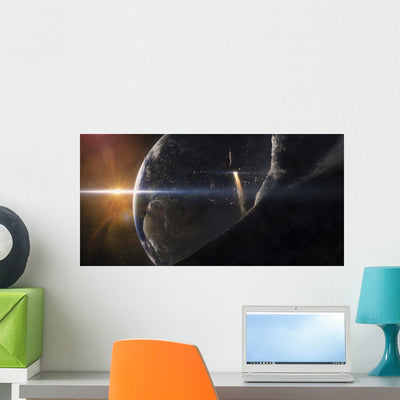 Space Shuttle Flying over Wall Decal shown on a wall