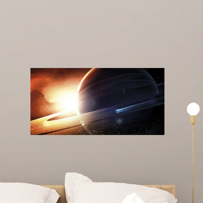 Expedition to Saturn-like Planet Wall Decal shown on a wall