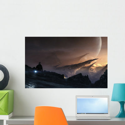 Lonely Wanderer Lost Cold Wall Decal shown on a wall