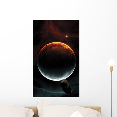 Classical Two Colored Space Wall Decal shown on a wall