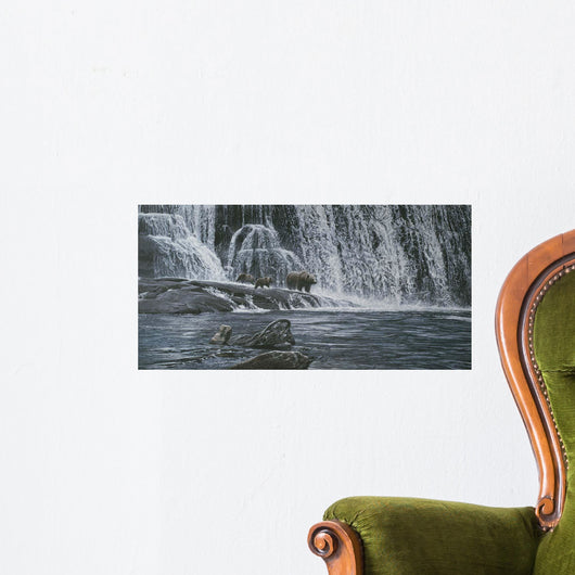 Grizzlies beneath Falls Wall Decal