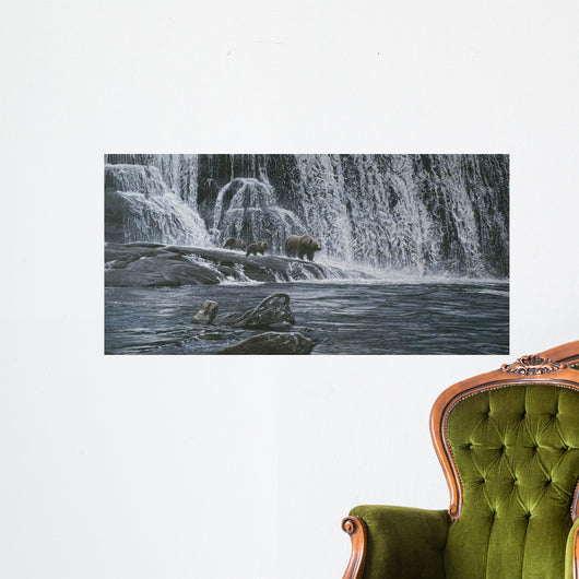 Grizzlies beneath Falls Wall Decal