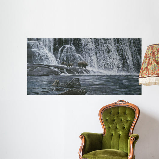 Grizzlies beneath Falls Wall Decal
