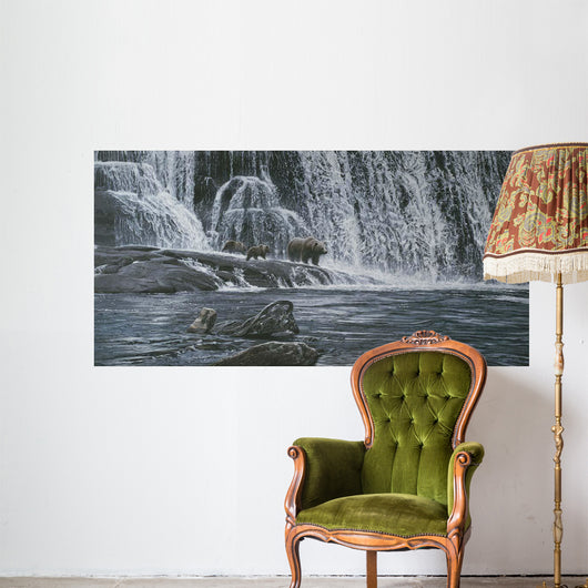 Grizzlies beneath Falls Wall Decal