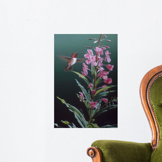 Fireweed Red Humming Bird Wall Decal