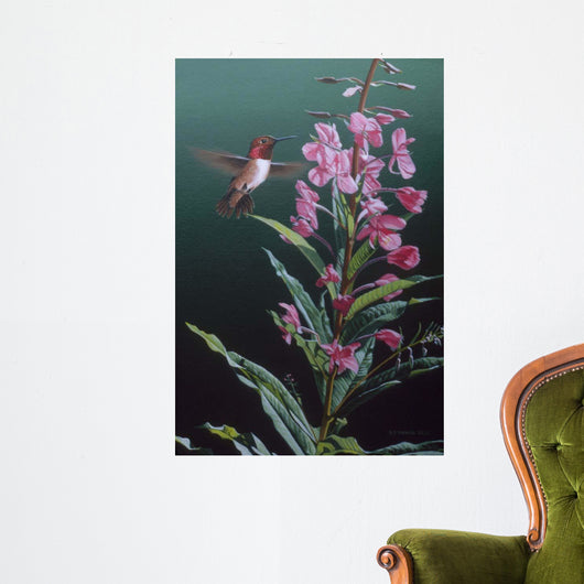 Fireweed Red Humming Bird Wall Decal