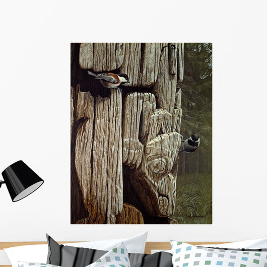 Chickadees Totem Wall Decal