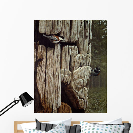 Chickadees Totem Wall Decal