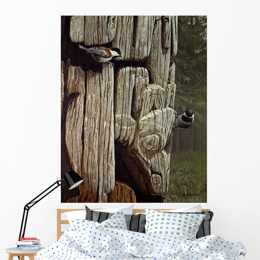Chickadees Totem Wall Decal