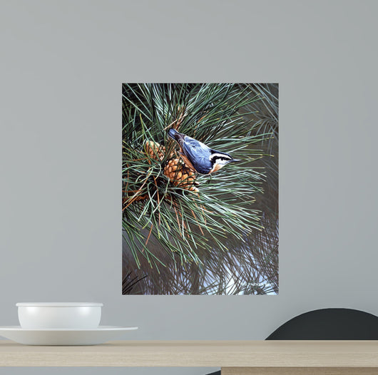 Nuthatch Pine Cone Wall Decal