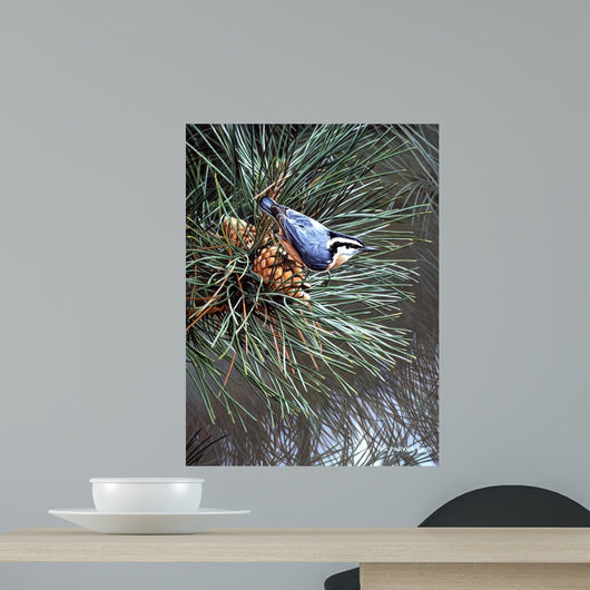 Nuthatch Pine Cone Wall Decal