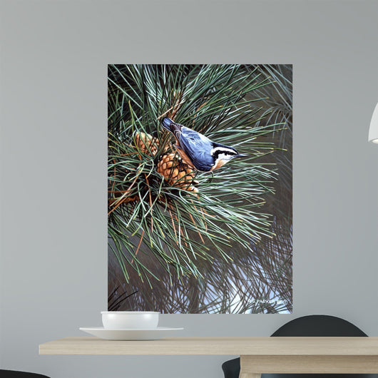 Nuthatch Pine Cone Wall Decal