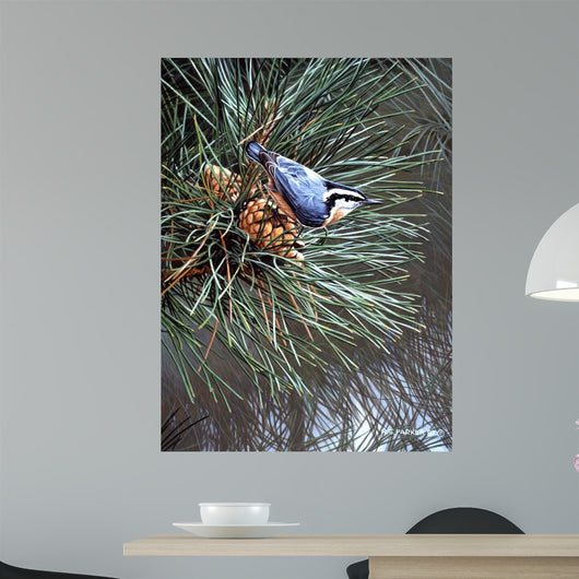 Nuthatch Pine Cone Wall Decal