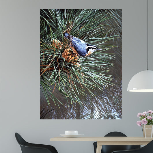 Nuthatch Pine Cone Wall Decal