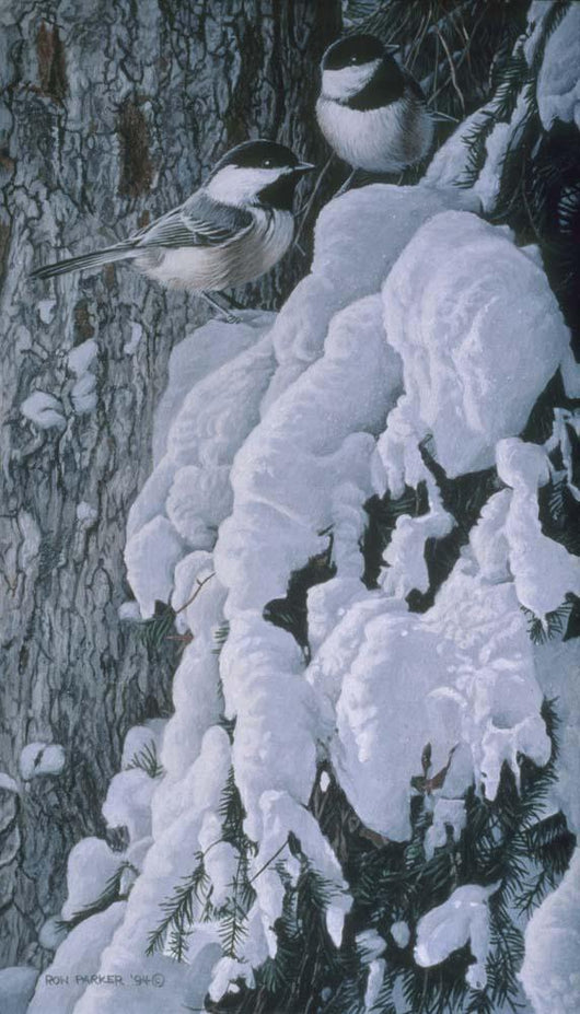 Chickadees Snow Wall Decal