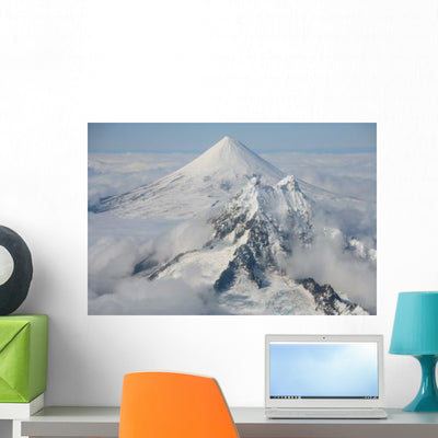 Aerial Shishaldin Volcano with Wall Decal Design 3 shown on a wall