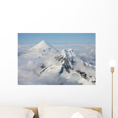Aerial Shishaldin Volcano with Wall Decal Design 1 shown on a wall