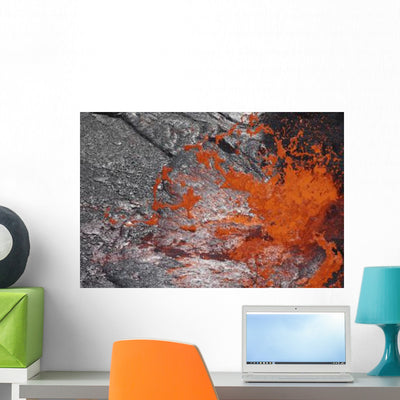 Lava Bubble Bursting through Wall Decal Design 2 shown on a wall