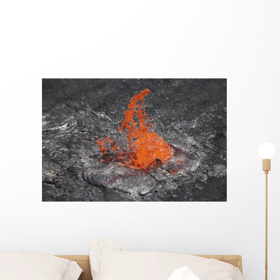 Lava Bubble Bursting through Wall Decal Design 1 shown on a wall